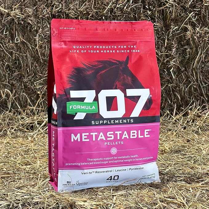 Formula 707 MetaStable Pellets for Horses 5 lb Bag – 40 Servings – University-Studied Support for Horses with Laminitis, Insulin Resistance & Metabolic Disorders-PawvioPets