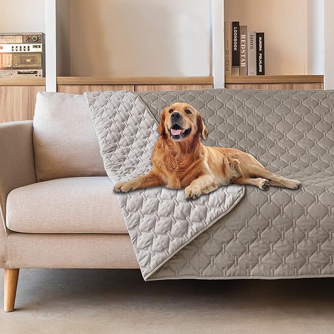 gogobunny 100% Double Sided Waterproof Dog Blanket Soft Pet Bed Cover Reversible Protect Furniture Couch Sofa Car for Puppy Large Dog Cat (Dark Stone/Light Stone, 82x120 Inch (Pack of 1))-PawvioPets