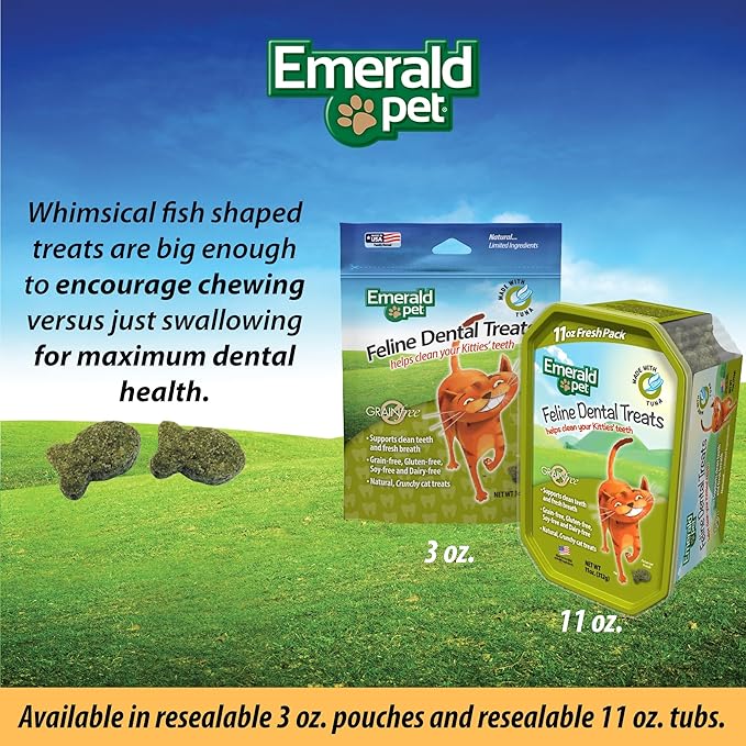 Feline Dental Treats — Tasty and Crunchy Cat Dental Treats Grain Free — Natural Dental Treats to Clean Cat Teeth, Freshen Cat Breath, and Reduce Plaque and Tartar Buildup — Tuna Treats, 3 oz-PawvioPets