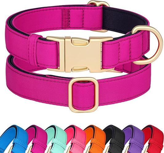 Didog Soft Padded Dog Collar for Large Dogs, Colorful and Durable Pet Collar with Quick Release Buckle, Light and Breathable for Daily Walking, Rose Purple, L-PawvioPets