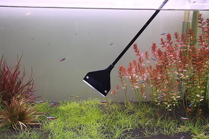 Aquarium Algae Scraper Cleaner Brush with 10 Stainless Steel Blades for Fish Reef Plant Glass Tank 26 Inch-PawvioPets