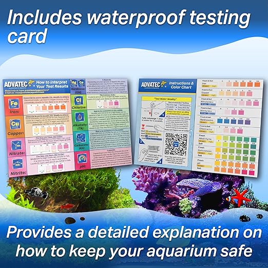 9 in 1 Aquarium Test Strips for Salt & Freshwater, Fish Tank Tester Kit for Iron, Copper, Carbonate, pH, Nitrate, Nitrite, Chlorine, Total Hardness & Alkalinity - 100 Count-PawvioPets