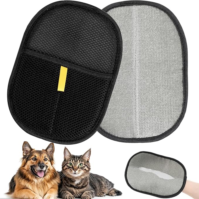 2Pcs Pet Hair Removal Gloves, Reusable Pet Cat Dog Hair Removal Grooming Gloves, Electrostatic Cat Grooming Glovee for Hairs Removals, for Couch, Furniture, Carpet, Car Seat-PawvioPets