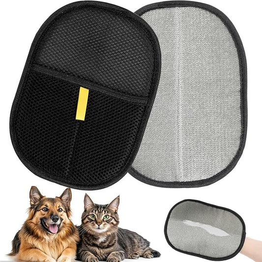 2Pcs Pet Hair Removal Gloves, Reusable Pet Cat Dog Hair Removal Grooming Gloves, Electrostatic Cat Grooming Glovee for Hairs Removals, for Couch, Furniture, Carpet, Car Seat-PawvioPets