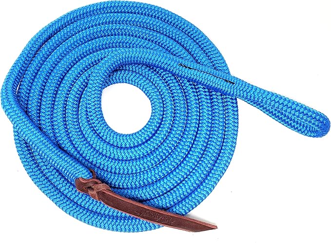 Double Braid Lead Rope with Eye Splice Loop, 12-14FT Lengths (Blue, 12 ft.)-PawvioPets