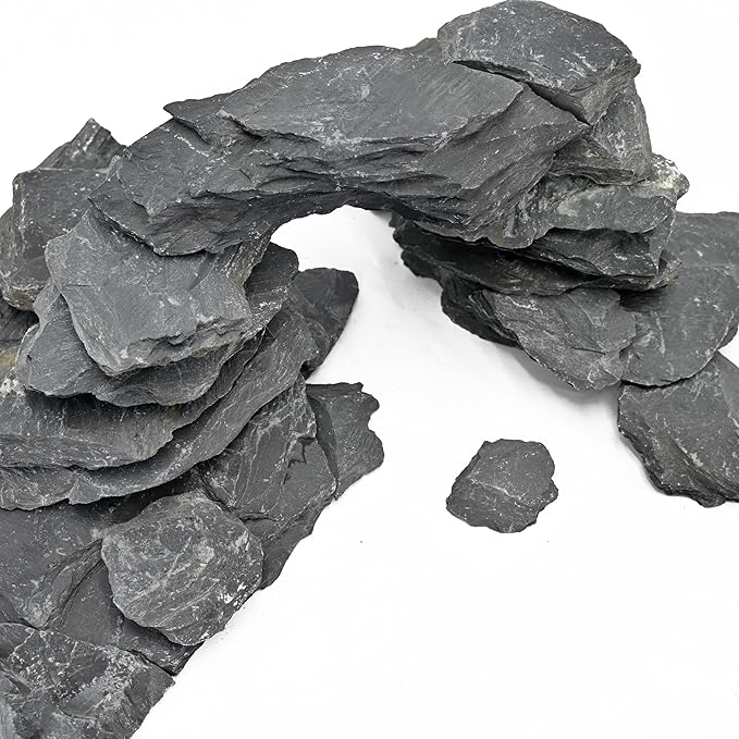 Aquarium Rocks 10LB Natural Slate Rock for Aquarium Landscaping for Terrariums, Reptile Habitats & Creative Aquascaping-3 to 8 Inches-PawvioPets