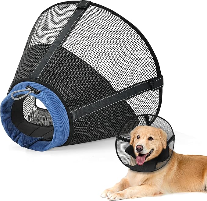 Dog Cone Collar to Stop Licking: Breathable Mesh Elizabeth Recovery Collar Alternative with Soft Padded After Surgery Neuter Spay Wound, for Large Medium, Small Dogs, Normal Eating and Drinking-PawvioPets