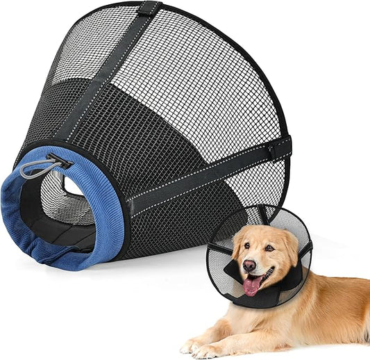 Dog Cone Collar to Stop Licking: Breathable Mesh Elizabeth Recovery Collar Alternative with Soft Padded After Surgery Neuter Spay Wound, for Large Medium, Small Dogs, Normal Eating and Drinking-PawvioPets