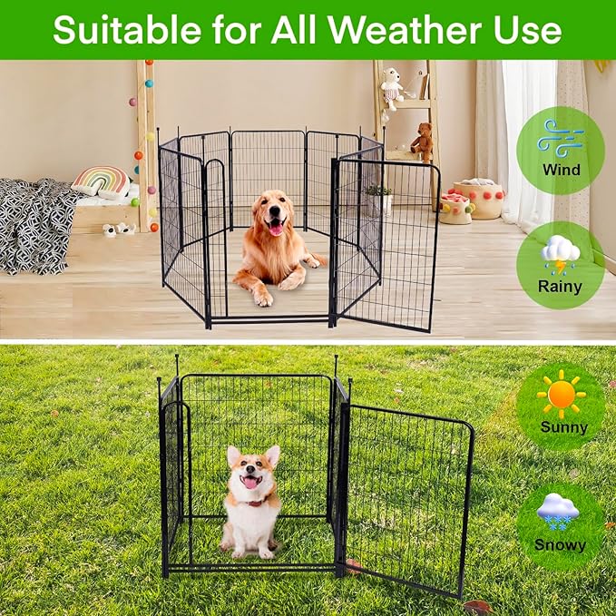Garden Fencing 40 inch High, Dog Fence Outdoor for Yard, 8 Panels Total 18Ft(L)，Gate 21 inches Wide with Low Sills. Fencing for Garden Beds, Rabbit Fence, Anti Dig Fences Barrier-PawvioPets