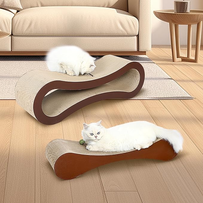 2 in 1 Cat Scratcher Cardboard, Cat Scratching Board Furniture Protector, Cat Scratching Post, Cat Beds for Indoor Cats, Infinity Shape, X-Large-PawvioPets