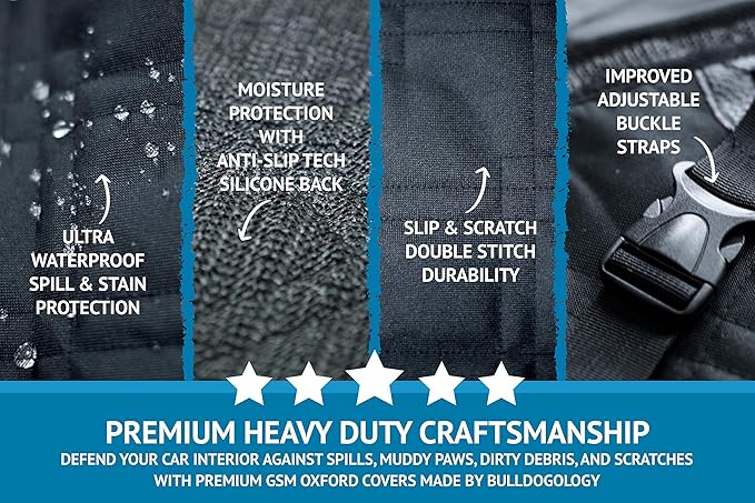 Bulldogology SUV Cargo Liner for Dogs 55"x82" Heavy Duty Pet Trunk Cargo Cover Area - Trunk Cover Car Protector for Dogs Waterproof Nonslip Mat - Dog Cargo Liner SUVs Vans Cars (Large, Black)-PawvioPets