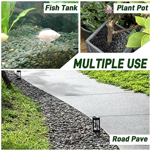 45 LB Natural River Rocks Mexican Beach Pebbles, 0.3-0.6 Inch Natural Unpolished Bulk Rocks, Pebbles for Landscaping Garden Paving Plant, Rocks for Walkways Outdoor Decorative Stone, Grey-PawvioPets