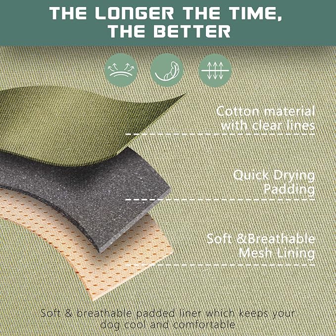 BUMBIN Tactical Dog Harness for Large Dogs, No Pull, Reflective, Green, L(Neck:19-25", Chest:21-35")-PawvioPets