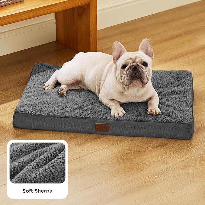 Bedsure Dog Bed Medium Size Dog - Orthopedic Flat Puppy Beds with Removable Washable Cover, Egg Crate Foam Pet Mat, Suitable for Pet Up to 35 lbs-PawvioPets