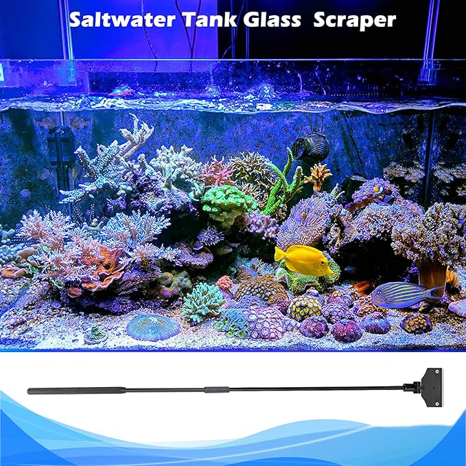 Aquarium Algae Scraper,Aquarium Glass Cleaner,Fish Tank Cleaner, Aquarium Scraper with 10 Blades,26 Inch.-PawvioPets