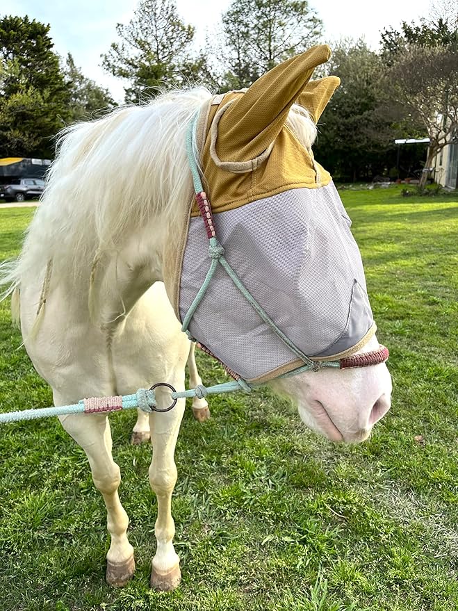Fly Masks for Horses, 70% Uv-Block, Breathable Fly Mask for Equines, Durable, Comfortable Fit for All-Day Protection, Horse Size (Horse Fly Mask, with Ears)-PawvioPets