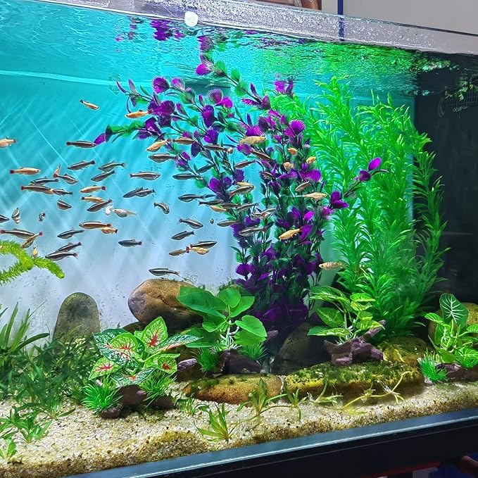 20.47 Inch Tall Aquarium Plants – Large Lifelike Artificial Fish Tank Decorations, 2 Pcs Fish Tank Plants Plastic，Durable & Safe for Freshwater/Saltwater Aquariums (Green (Style D))-PawvioPets