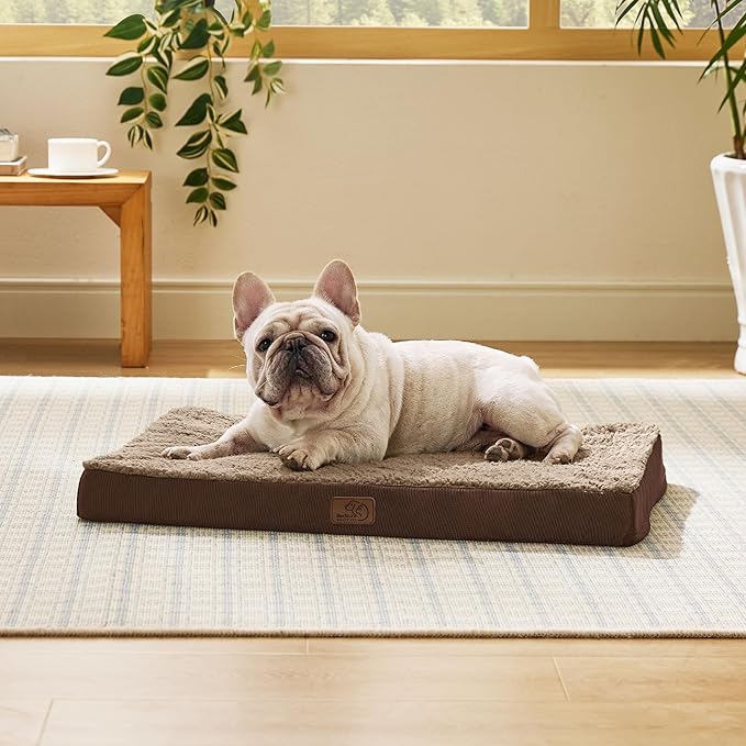 Bedsure Dog Bed Medium Size Dog - Orthopedic Flat Puppy Beds with Removable Washable Cover, Egg Crate Foam Pet Mat, Suitable for Pet Up to 35 lbs-PawvioPets