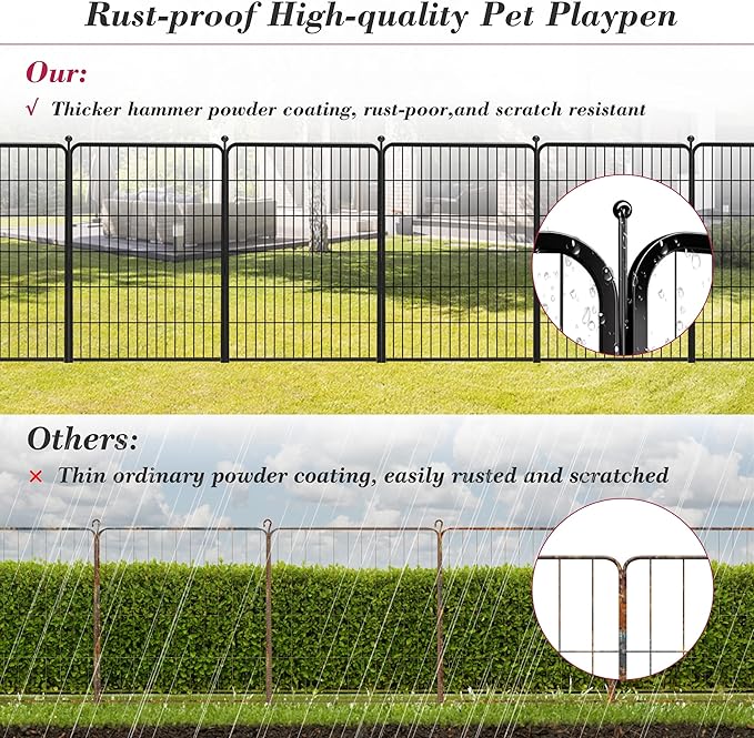 Dog Playpen 40 inch 20 Panels Indoor Outdoor Dog Pen for Large/Medium/Small Dogs Heavy Duty Metal Dog Fence Outdoor for Yard, Puppy Playpen with Door Portable Pet Fence for RV Camping Yard-PawvioPets
