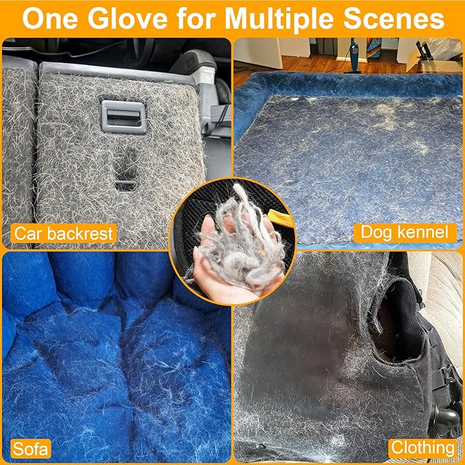 AIERSA Pet Hair Removal Tool, Electrostatic Pet Hair Remover,Static Removal Gloves for Pet Hair, Dog and Cat Hair Remover Electrostatic Gloves Set for Couch, Clothes, Car, Carpet, Bed, Furniture-PawvioPets