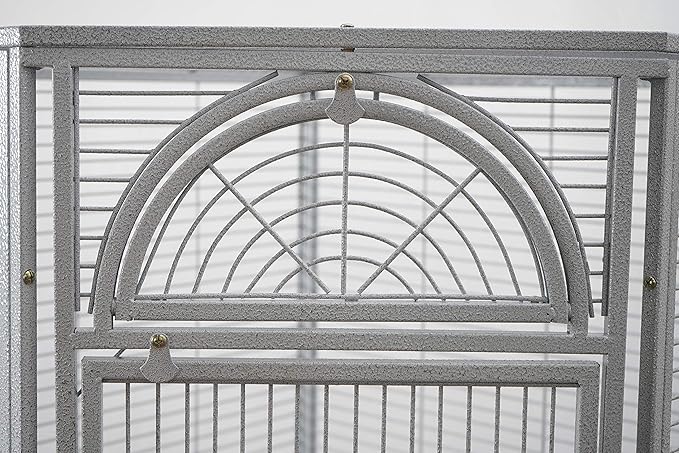 Corner Bird Cage for Cockatiel Parakeet Black and White (White Vein)-PawvioPets