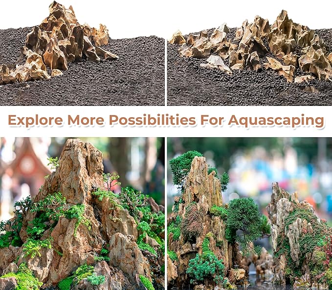 6-8 Inches Natural Dragon Stone 6 PCS Aquarium Rocks for Aquascaping, Aquarium Landscaping, Terrariums, Fish Tank Decoration, Vivariums, Paludarium, Reptile and Amphibian Enclosures-PawvioPets