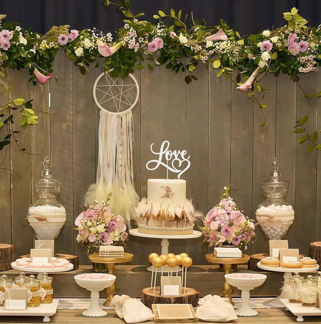 Love Cake Topper - Silver Glitter Paper Wedding Cake Decoration Supplies, Perfect for Bridal Shower/Engagement/Anniversary/Birthday Party