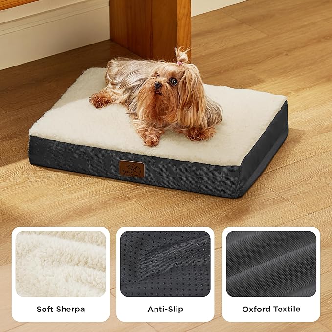 Bedsure Dog Bed for Small Dogs - XS Orthopedic Flat Puppy Beds with Removable Washable Cover, Egg Crate Foam Pet Mat, Suitable for Pet or Cats Up to 15 lbs-PawvioPets