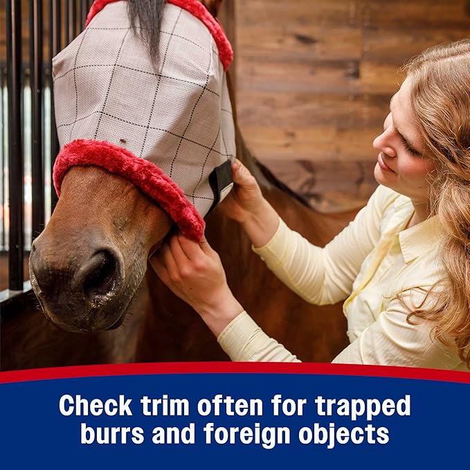 Farnam SuperMask II horse fly mask without ears, extended coverage, protects eyes from insects and debris, adjustable throat latch, Average Horse Size-PawvioPets