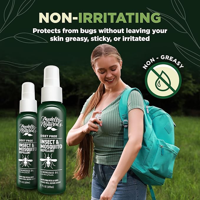 Deet-Free Insect & Mosquito Repellent Pack of 2 (8 oz) – Nice Smelling Insect Repellent with Lemongrass Oil Safe for Pets and Kids – Bug Spray for Mosquitoes, Gnats, Black Flies, and No-See-ums-PawvioPets