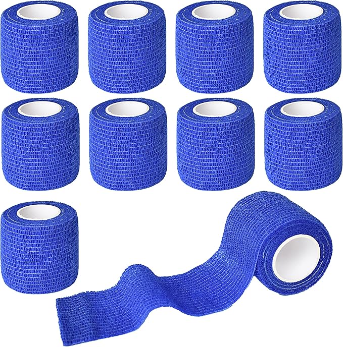 9 Pack 2" x 5 Yards Self Adhesive Bandage Wrap Self Stick Wrap for Ankle, Wrist, Finger, Sports, Breathable Cohesive Vet Tape for Pets (D Dark Blue)-PawvioPets
