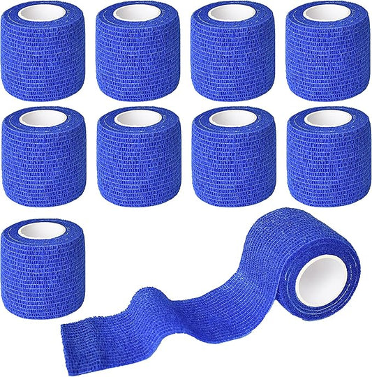 9 Pack 2" x 5 Yards Self Adhesive Bandage Wrap Self Stick Wrap for Ankle, Wrist, Finger, Sports, Breathable Cohesive Vet Tape for Pets (D Dark Blue)-PawvioPets