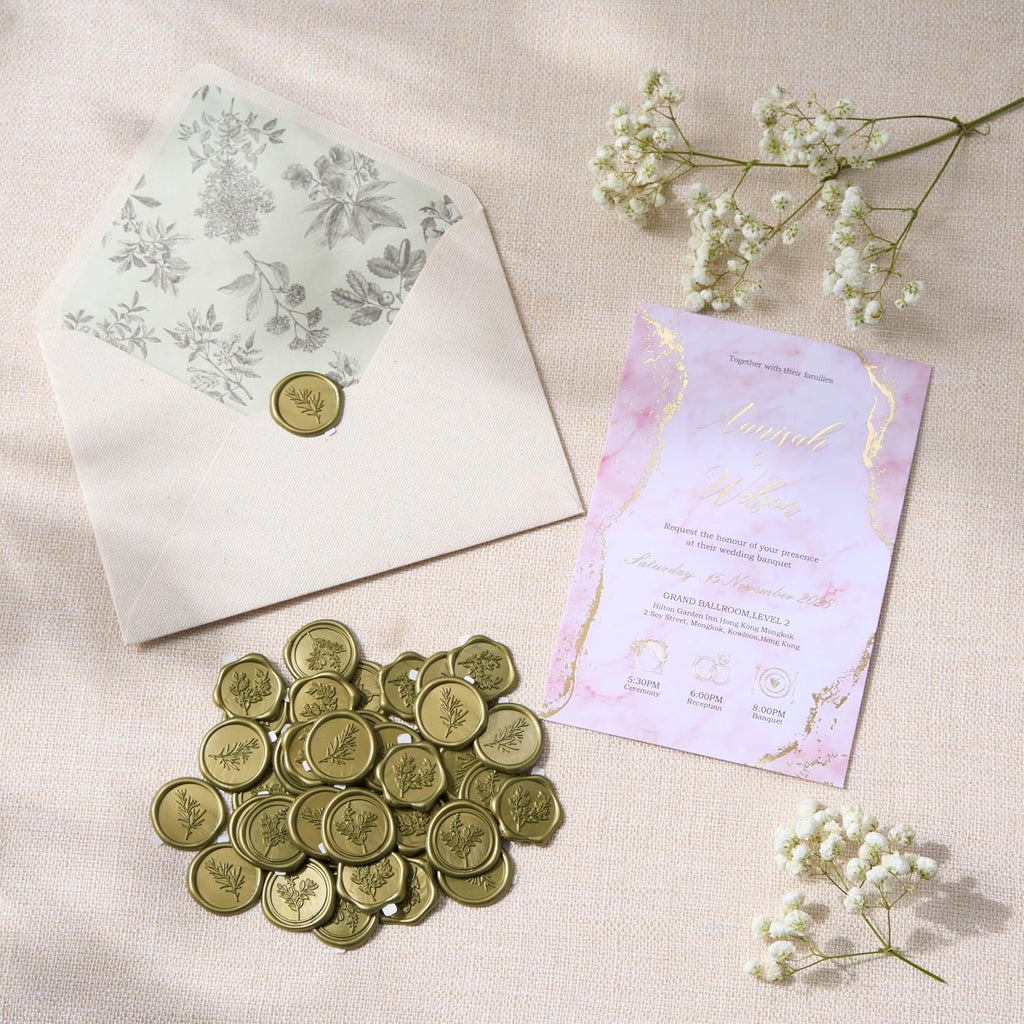 Wax Seal Stickers (60 Pcs, 3 Designs in 1 Pack) Premium Envelope Seal Stickers for Wedding Invitation Envelopes, Adhesive Wax Seals, Perfect for Seating Chart, Gift Wrapping