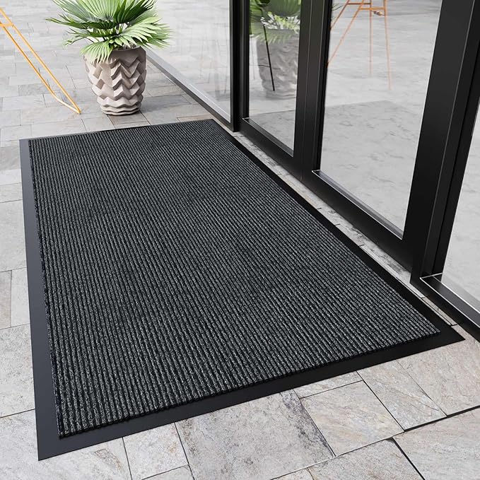 Front Door Mat, 4'x8' Indoor Outdoor Door Mat, Commercial Industrial Entrance Doormat, Heavy Duty Welcome Mat, Rubber Backing Non Slip Doormat for Entryway-PawvioPets