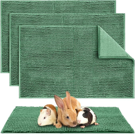 Amylove 4 Pcs Guinea Pig Cage Liner Guinea Pig Bedding Washable Fleece Pee Pads Reusable Small Animals Training Mat Small Animal Sleeping Bed for Bunny Hamster(Dark Green,16 x 24 Inch)-PawvioPets