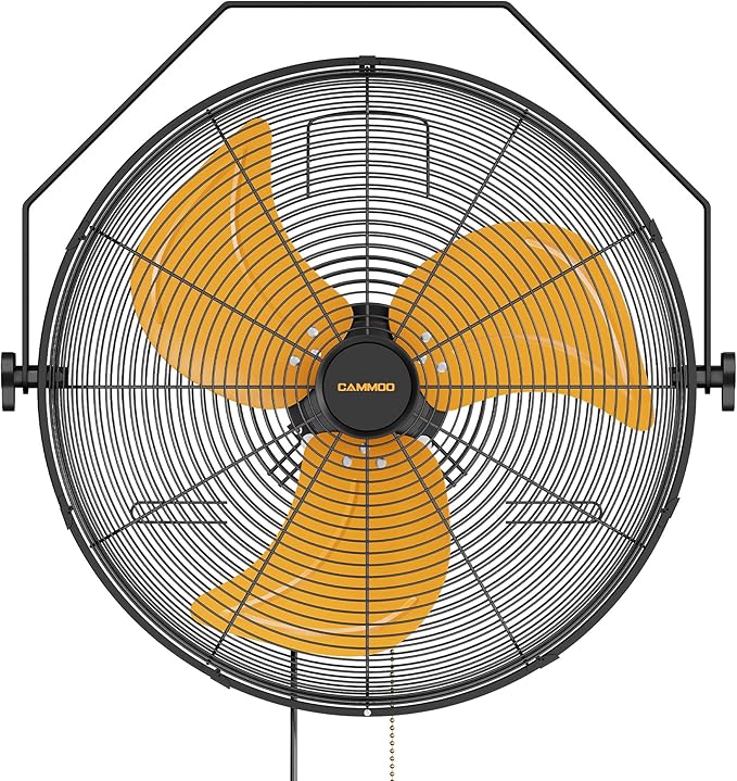 18 Inch Wall Mount Fan, Extended 6.6ft Power Cord, 360° Tilt Adjustment, 3-Speed, IP44 Industrial Commercial Wall Mounted Fan for Greenhouse, Garage, Workshop, Covered Patio, 1 Pack-PawvioPets