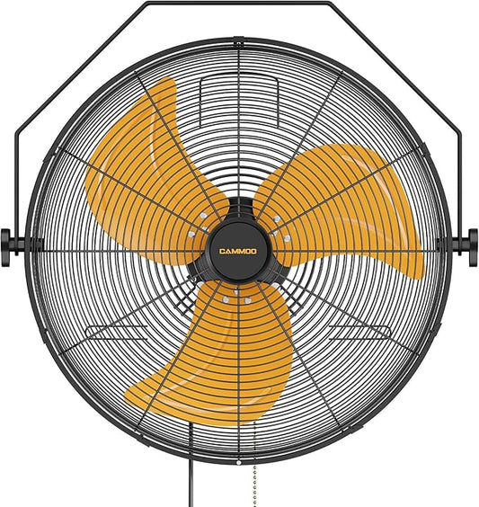 18 Inch Wall Mount Fan, Extended 6.6ft Power Cord, 360° Tilt Adjustment, 3-Speed, IP44 Industrial Commercial Wall Mounted Fan for Greenhouse, Garage, Workshop, Covered Patio, 1 Pack-PawvioPets