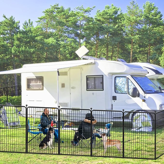 Dog Playpen 40 inch 32 Panels Indoor Outdoor Dog Pen for Large/Medium/Small Dogs Heavy Duty Metal Dog Fence Outdoor for Yard, Puppy Playpen with Door Portable Pet Fence for RV Camping Yard-PawvioPets