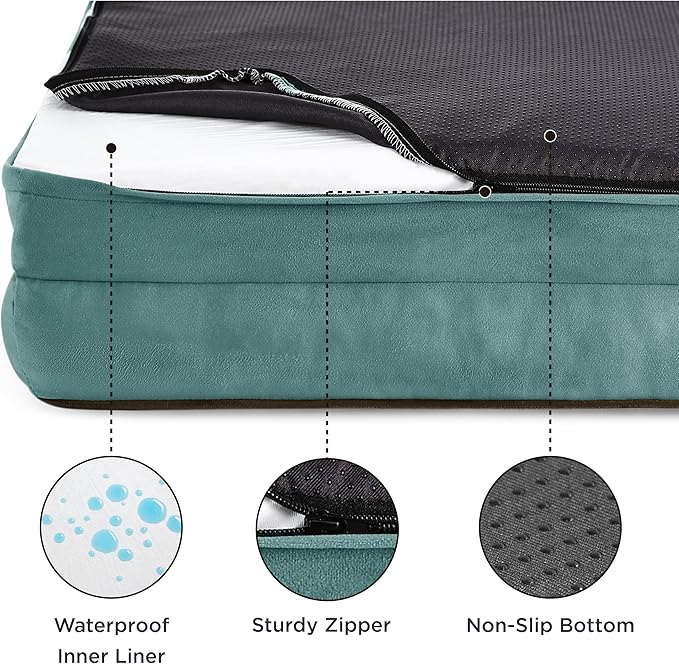 Bedsure XL Plus Orthopedic Dog Bed for Extra Large Dogs - Washable XLarge Dog Cat Bed Waterproof, Comfort Dogs Couch Sofa with Washable Removable Cover, Pet Bed with Nonskid Bottom, Washed Blue, 48"-PawvioPets