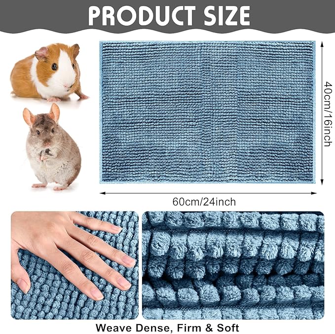 Amylove 4 Pcs Guinea Pig Cage Liner Guinea Pig Bedding Washable Fleece Pee Pads Reusable Small Animals Training Mat Small Animal Sleeping Bed for Bunny Hamster(Mixed Colors,16 x 24 Inch)-PawvioPets