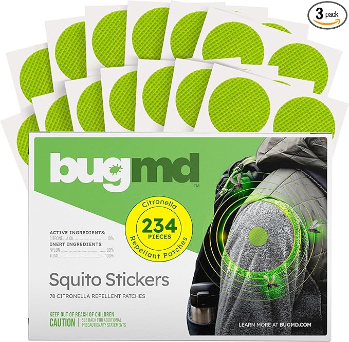 BugMD Squito Stickers Mosquito Repellent Patch for Adults (234 Stickers), Safe & Effective Insect Repellent Patches for Toddlers, Kids, Camping, Beach & Outdoor Essentials-PawvioPets