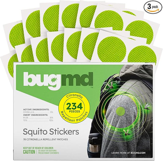 BugMD Squito Stickers Mosquito Repellent Patch for Adults (234 Stickers), Safe & Effective Insect Repellent Patches for Toddlers, Kids, Camping, Beach & Outdoor Essentials-PawvioPets