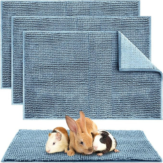 Amylove 4 Pcs Guinea Pig Cage Liner Guinea Pig Bedding Washable Fleece Pee Pads Reusable Small Animals Training Mat Small Animal Sleeping Bed for Bunny Hamster(Blue,16 x 24 Inch)-PawvioPets