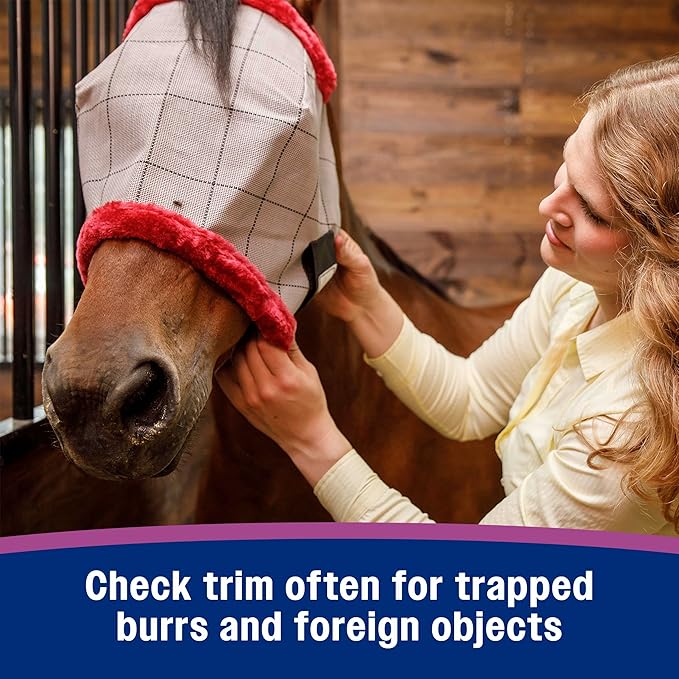 Farnam SuperMask II horse fly mask without ears, extended coverage, protects eyes from insects and debris, adjustable throat latch, Yearling size-PawvioPets