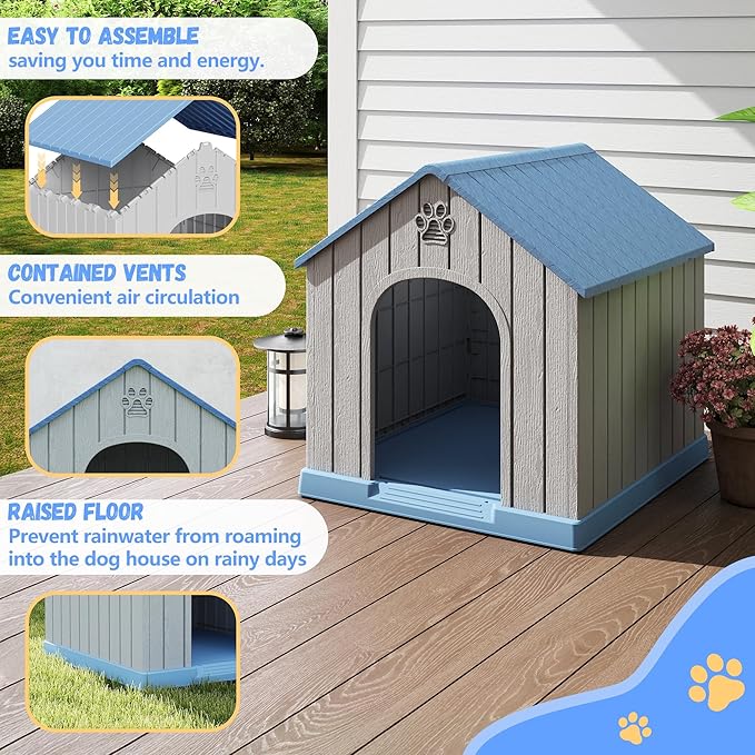 DRATO Dog Houses Resin Small Indoor Outdoor Dog Kennel for All-Weather Use Cozy Shelter for Small Dogs in Home, Garden, or Balcony-PawvioPets