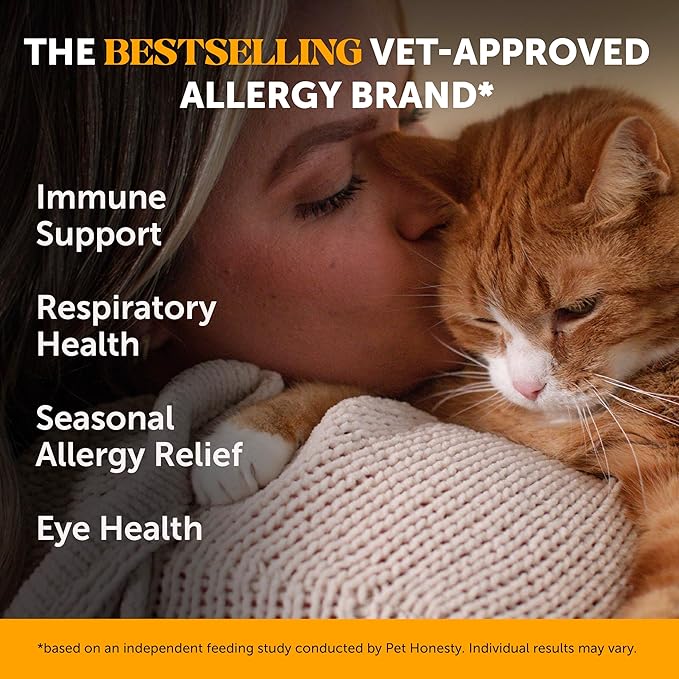 Cat Immune Support Lysine - Cat Allergy Relief - Sneezing, Runny Nose, Watery Eyes - Cat Supplements & Vitamins with Omega 3s, L-Lysine, Antioxidants, Colostrum - Chicken (30 Day Supply)-PawvioPets