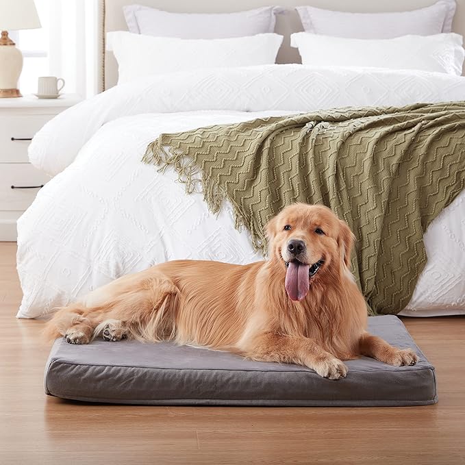 GOHOO Jumbo Dog Bed for Large Dogs, Orthopedic Memory Foam with Cooling Gel & Waterproof Lining-PawvioPets