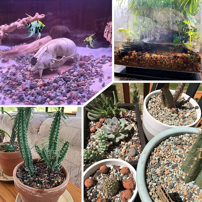 18lb Mix Horticultural Lava Rock Pebbles Pumice Potting Soil Amendment Succulent Cactus Bonsai Gritty Rock Decorative Gravel Plant Drainage Volcanic Rock for Aquarium Fairy Gardening Top Dressing-PawvioPets