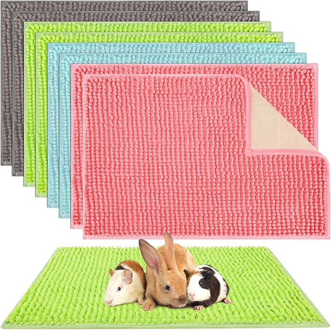 Barydat 8 Pcs Guinea Pig Cage Liner for Guinea Pig Cage Bedding Reusable Rabbit Mat Pad Washable Training Pad Animal Sleeping Bedding Mat(24x16'',Gray, Green, Pink, Blue)-PawvioPets