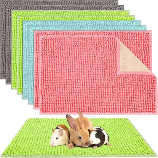 Barydat 8 Pcs Guinea Pig Cage Liner for Guinea Pig Cage Bedding Reusable Rabbit Mat Pad Washable Training Pad Animal Sleeping Bedding Mat(24x16'',Gray, Green, Pink, Blue)-PawvioPets